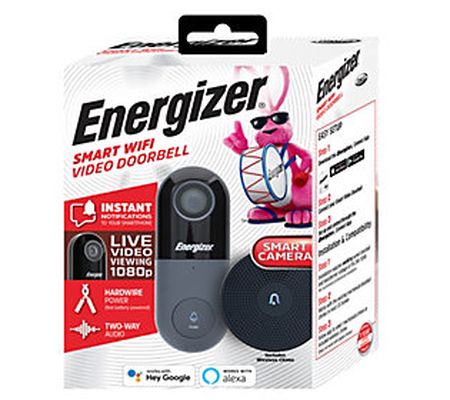 Energizer Smart Wi-Fi 1080p Video Doorbell with Chime Set