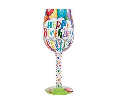 Enesco Lolita 15-oz Birthday Streamers Wine Gla ss