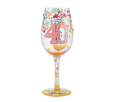 Enesco Lolita Happy 40th Birthday Wine Glass