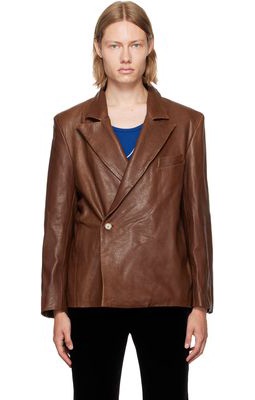 Enfants Riches Déprimés Brown Double-Breasted Leather Jacket