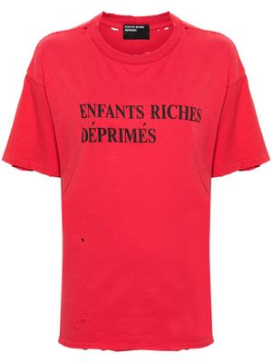Enfants Riches Déprimés distressed logo-print cotton T-shirt - Red