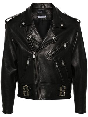 Enfants Riches Déprimés rose-buckle leather jacket - Black