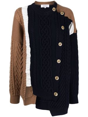 Enföld asymmetric colour-block cardigan - Blue