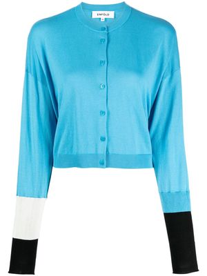 Enföld colour-block fine-knit cardigan - Blue