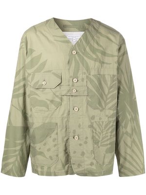 Engineered Garments leaf-print shirt jacket - Green