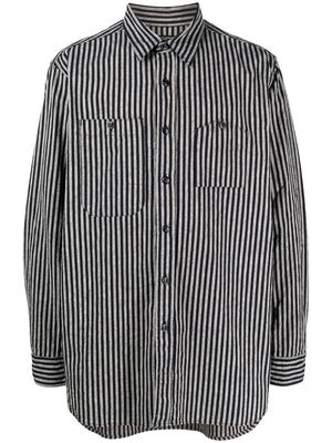 Engineered Garments striped cotton-linen shirt - Black
