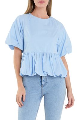 English Factory Balloon Poplin Top in Powder Blue 