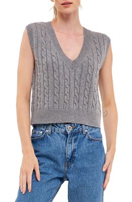 English Factory Cable Sweater Vest in Grey