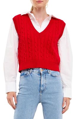 English Factory Cable Sweater Vest in Red