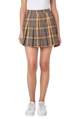 English Factory Check Pleated Skort in Grey Multi