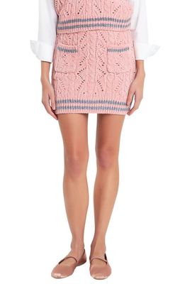 English Factory Chenille Miniskirt in Pink/Grey