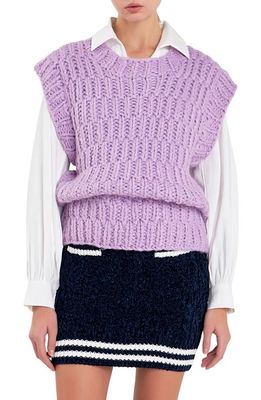 English Factory Chunky Cap Sleeve Sweater in Lilac