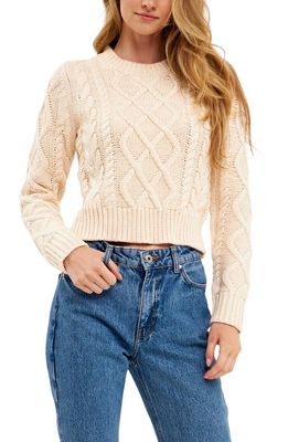 English Factory Crop Cable Stitch Sweater in Cream
