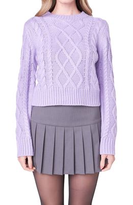 English Factory Crop Cable Stitch Sweater in Lilac