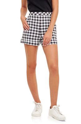 English Factory Cuff Gingham Shorts in Black