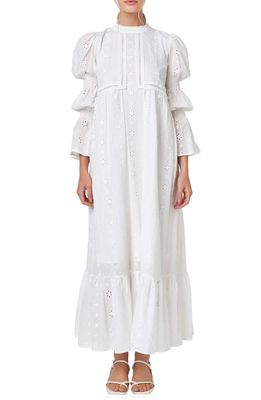 English Factory Eyelet Cotton Maxi Dress in White