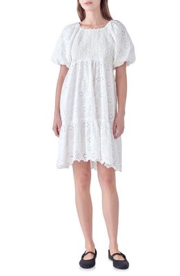English Factory Eyelet Knit Combo Dress in White
