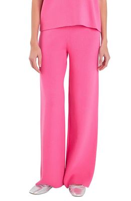 English Factory Flare Leg Sweater Pants in Pink