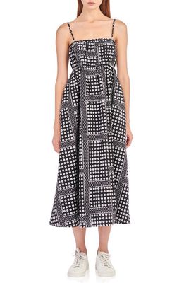 English Factory Floral Dot Cotton Sundress in Black/White