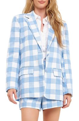 English Factory Gingham Check Blazer in Blue
