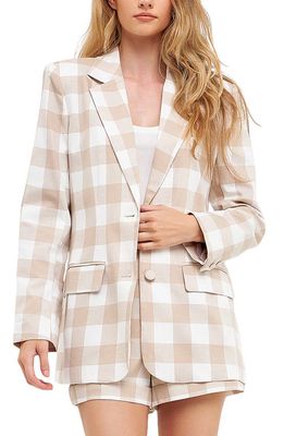 English Factory Gingham Check Blazer in Taupe