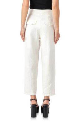 English Factory High Waist Linen & Cotton Pants in Off White