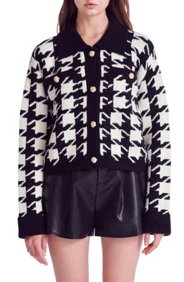 English Factory Houndstooth Cardigan in Black/Cream