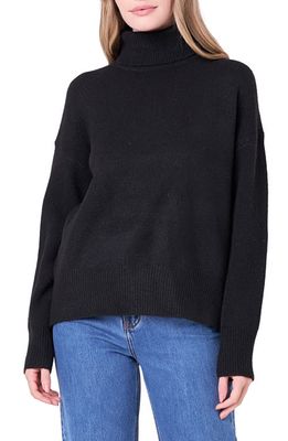 English Factory Notch Hem Turtleneck Sweater in Black