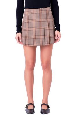 English Factory Plaid Pleated Miniskort in Brown