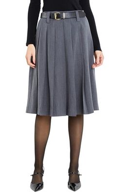 English Factory Pleated Midi Skirt in Heather Grey