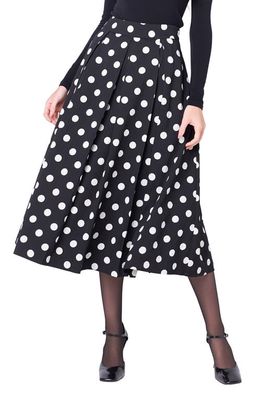 English Factory Polka Dot A-Line Midi Skirt in Black