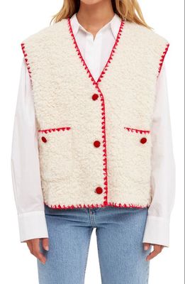 English Factory Premium Faux Shearling Vest in Ivory