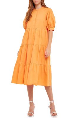 English Factory Puff Sleeve Dress in Orange
