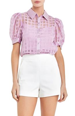 English Factory Puff Sleeve Organza Top in Lilac