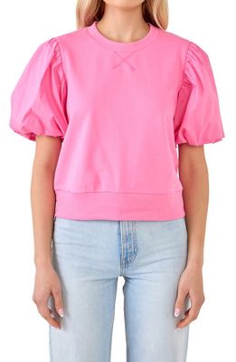 English Factory Puff Sleeve Pullover Sweatshirt in Pink