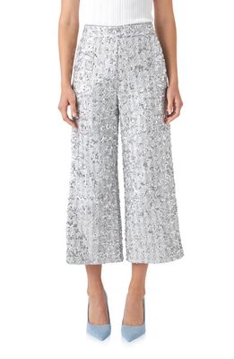 English Factory Sequin Tweed Culottes in Silver