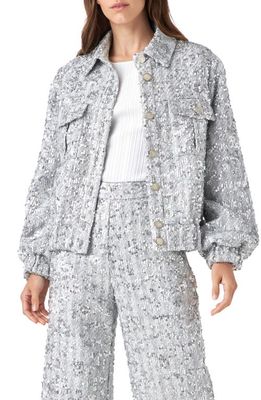 English Factory Sequin Tweed Jacket in Silver