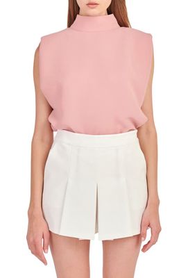 English Factory Shoulder Pad Mock Neck Top in Pink