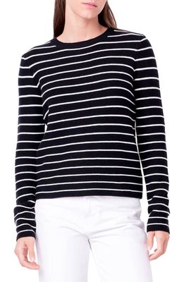 English Factory Stripe Crewneck Sweater in Black/White
