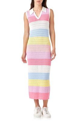 English Factory Stripe Knit Sleeveless Dress in Pink Multi