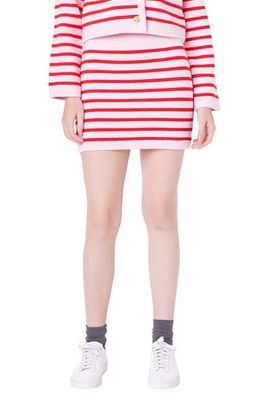 English Factory Stripe Miniskirt in Pink/Red