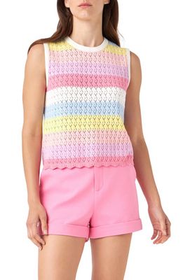 English Factory Stripe Sleeveless Knit Top in Pink Multi