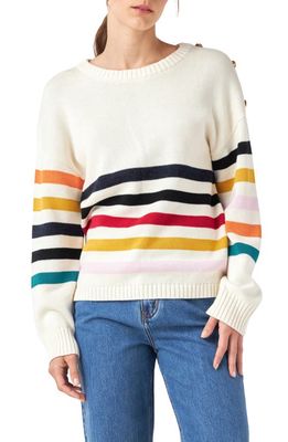 English Factory Stripe Sweater in Ivory Multi
