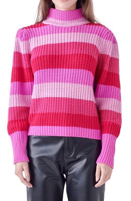 English Factory Stripe Turtleneck Sweater in Pink Multi