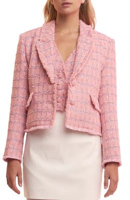 English Factory Tweed Fringe Blazer in Pink