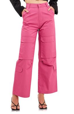 English Factory Wide Leg Cargo Pants in Pink