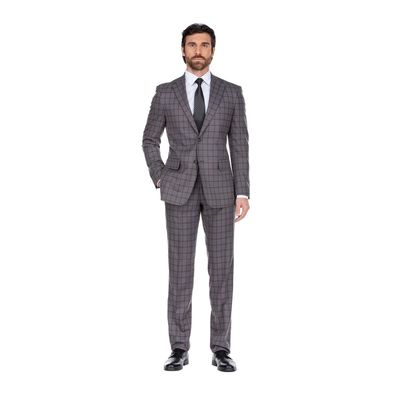 English Laundry Men's Checked Slim Fit Suit in Taupe