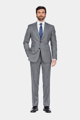 English Laundry Men's Single-Breasted Slim Fit Wool Suit in Grey