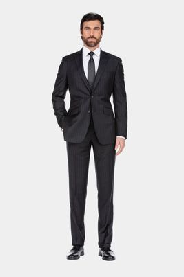 English Laundry Men's Striped Wool Suit in Charcoal
