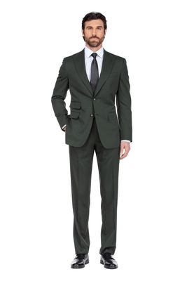 English Laundry Men's Twill 2 Button Wool Suit in Dark Green